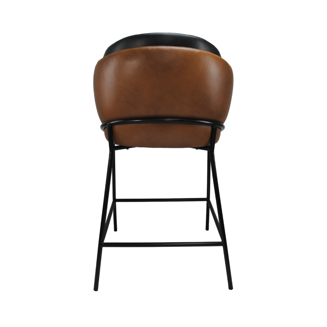 BANCO ALTO MAGDALENA - respaldo y asiento en piel genuina, base de metal