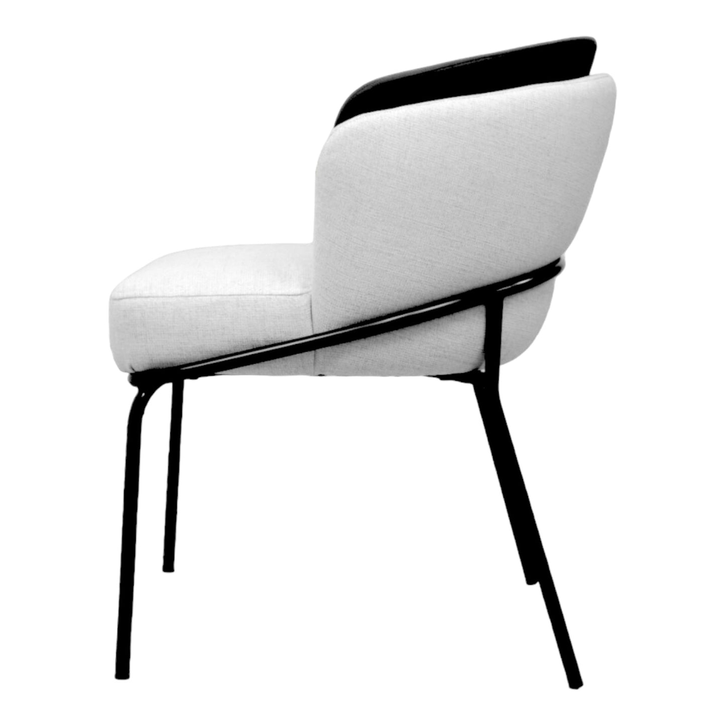 Silla Magdalena | Asiento & Respaldo Exterior Textil y Respaldo Interior 100% Piel con Base Metálica Negra