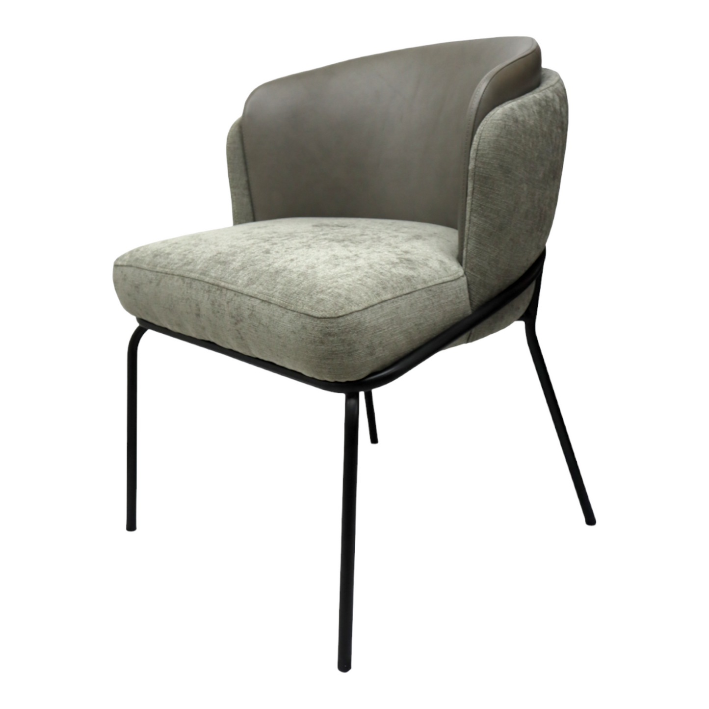 Silla Magdalena | 100% Piel genuina y Textil con Base Metálica Negra