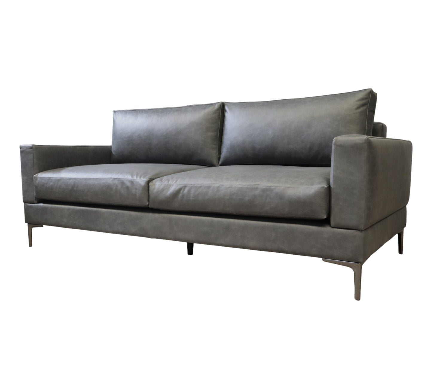 Sillón Polanco | Dos Plazas 100% Piel Genuina Gris
