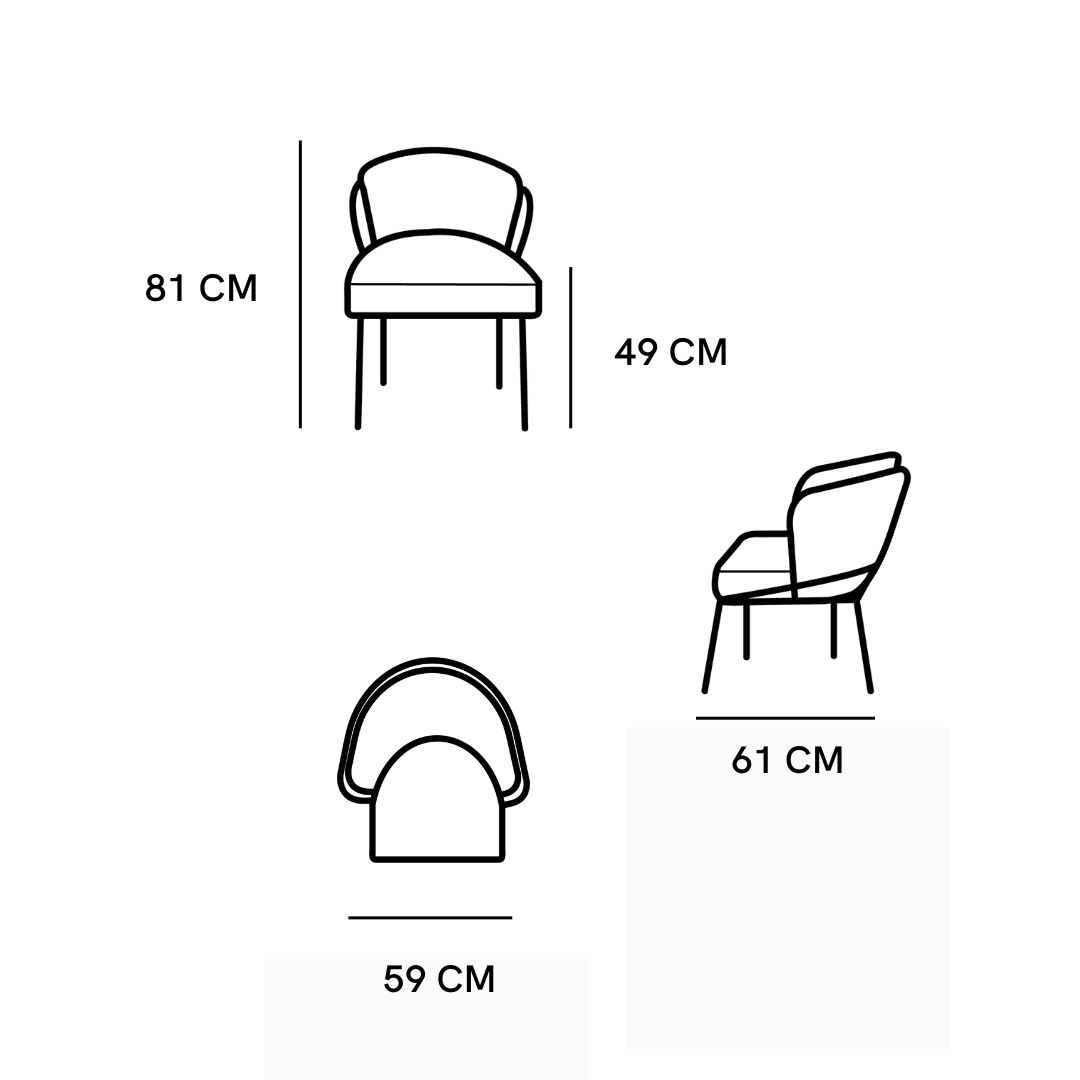 Silla Magdalena | Asiento & Respaldo Exterior Textil y Respaldo Interior 100% Piel con Base Metálica Negra