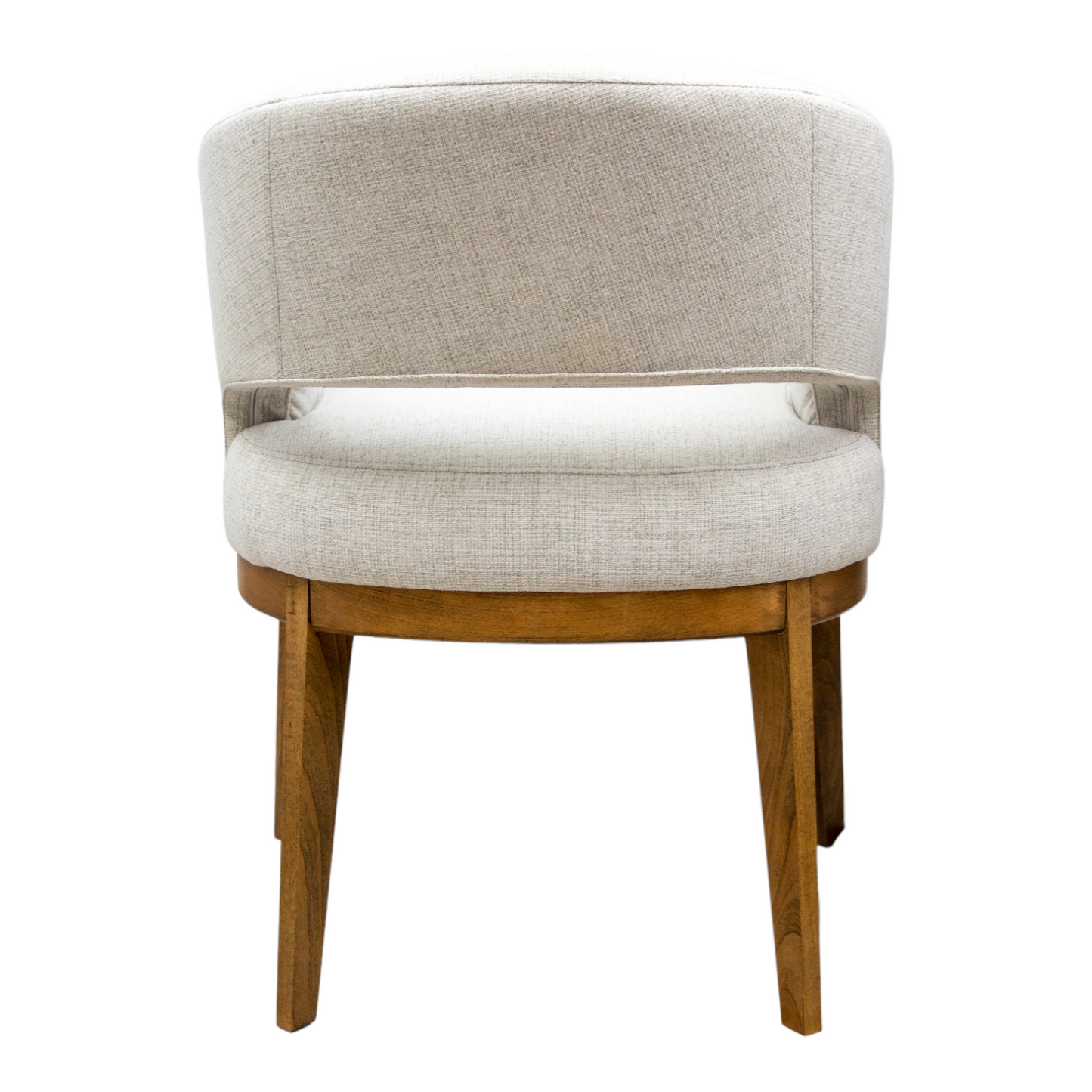 SILLA VICTORIA - respaldo y asiento en textil blanco, con base de madera de encino