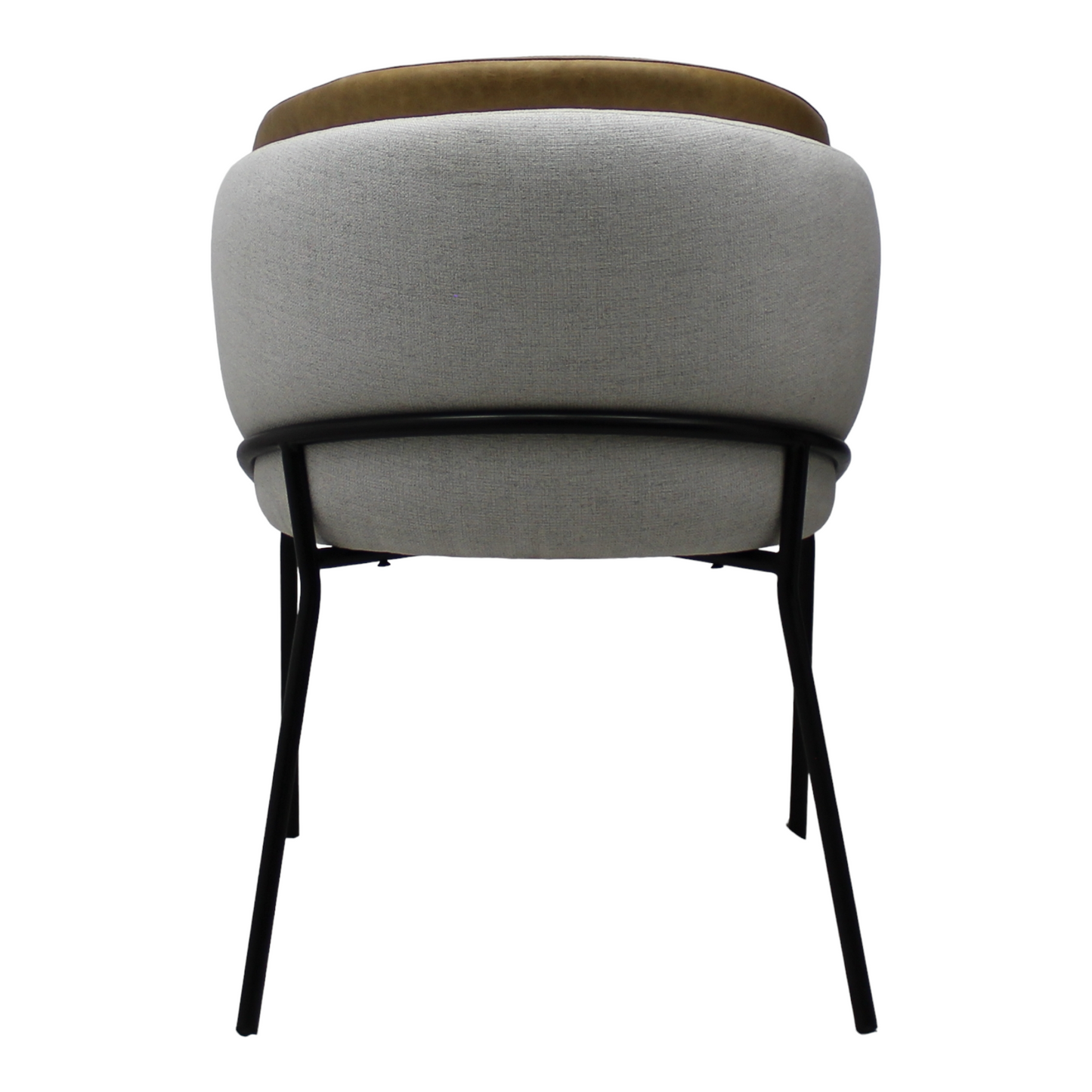 SILLA MAGDALENA - respaldo interior en piel genuina, asiento y respaldo exterior en textil gris, base de metal
