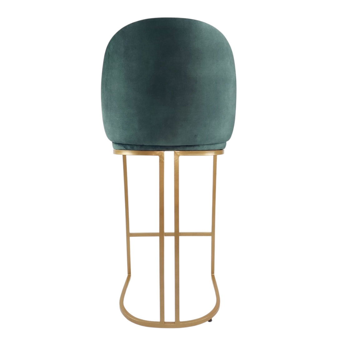 BANCO ALTO DOLORES - respaldo y asiento en textil gamuza, base de metal
