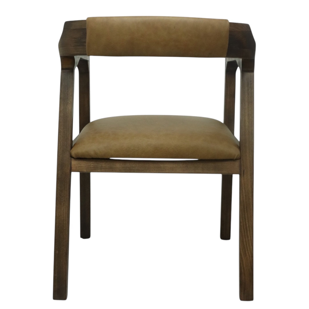 SILLA COPAL - respaldo y asiento piel genuina, con base de madera de encino