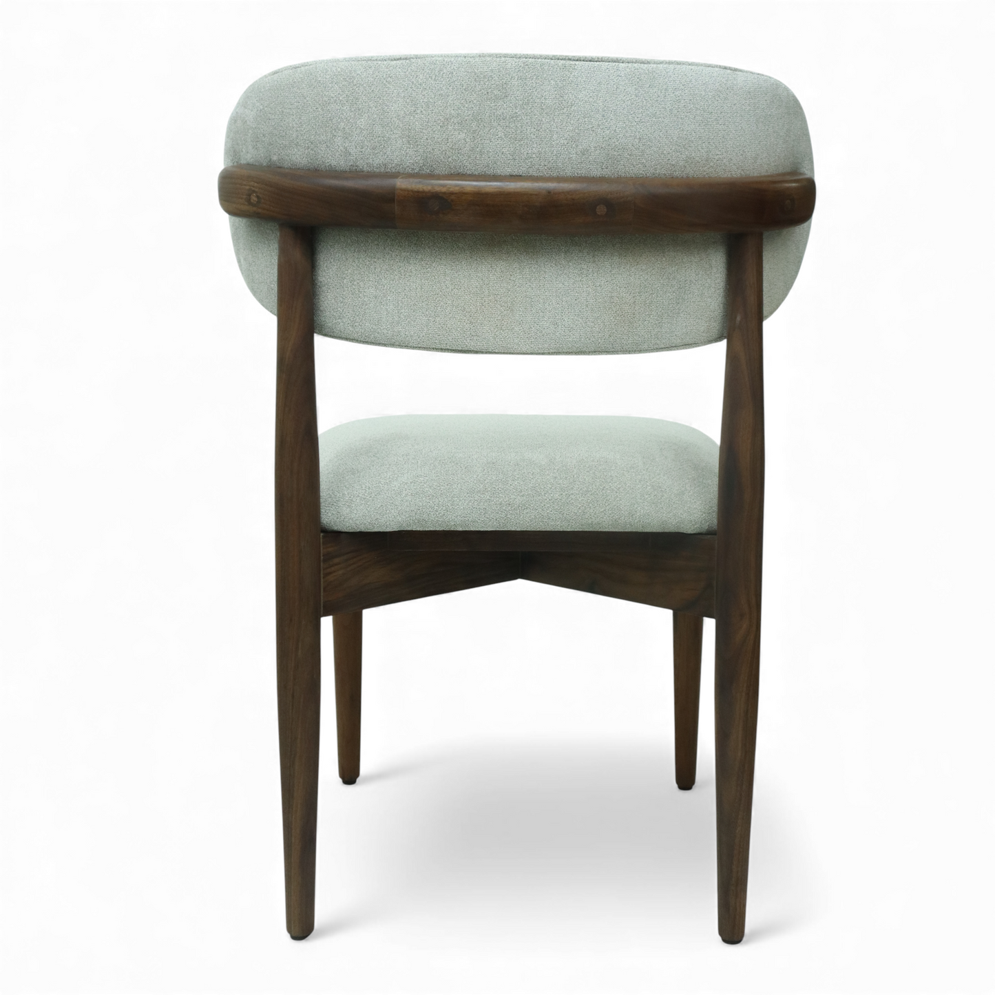 SILLA LAND - respaldo y asiento en textil gris, base de madera de encino tono nogal