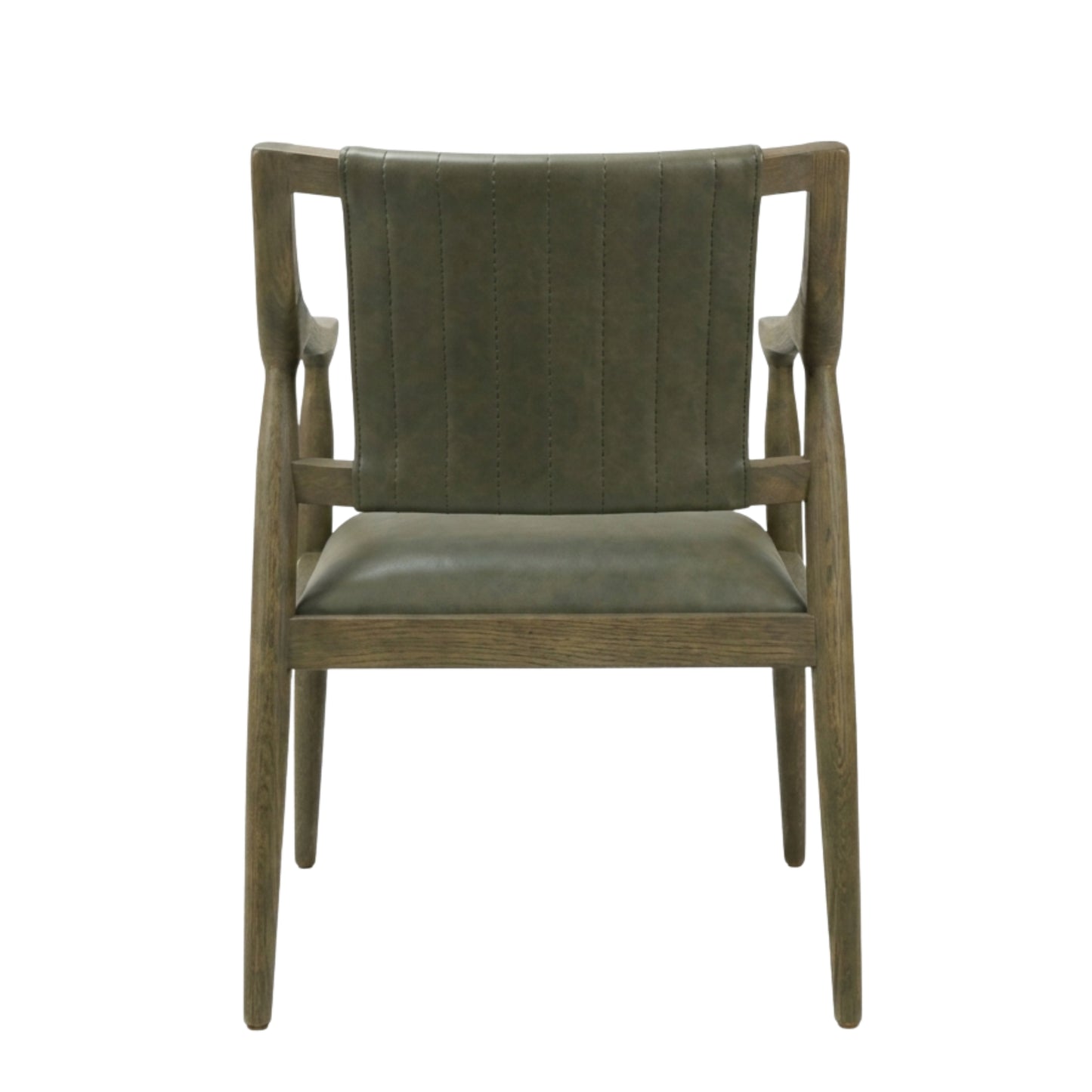 SILLA ANDALUZ - respaldo y asiento en piel genuina color greek olive, base de madera de encino