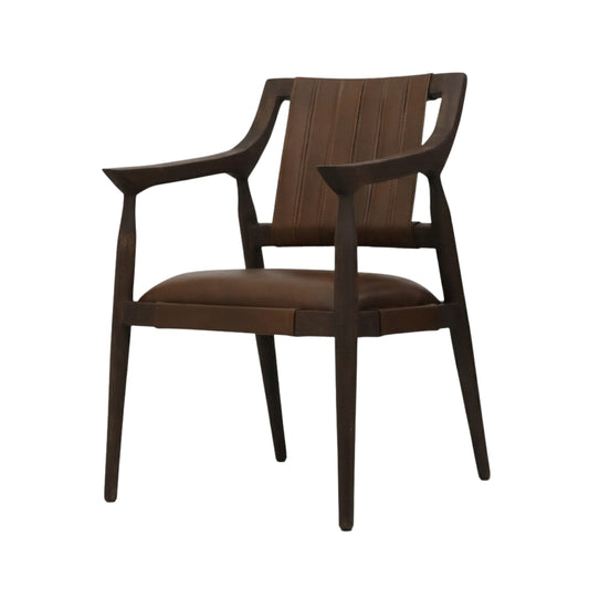 SILLA ANDALUZ - respaldo y asiento en piel genuina, base de madera de encino