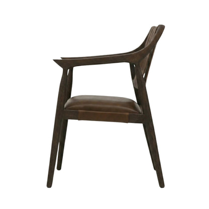SILLA ANDALUZ - respaldo y asiento en piel genuina, base de madera de encino