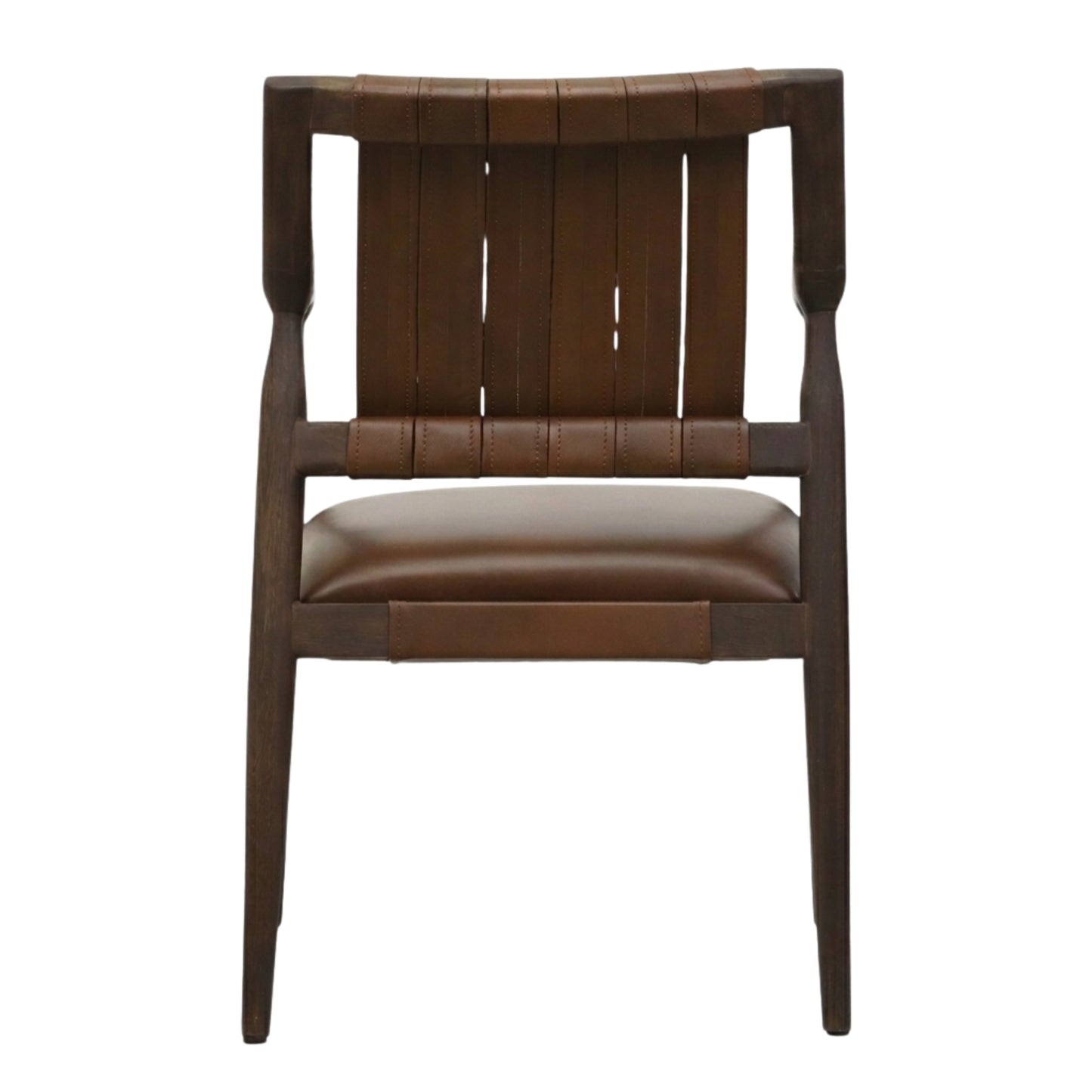 SILLA ANDALUZ - respaldo y asiento en piel genuina, base de madera de encino