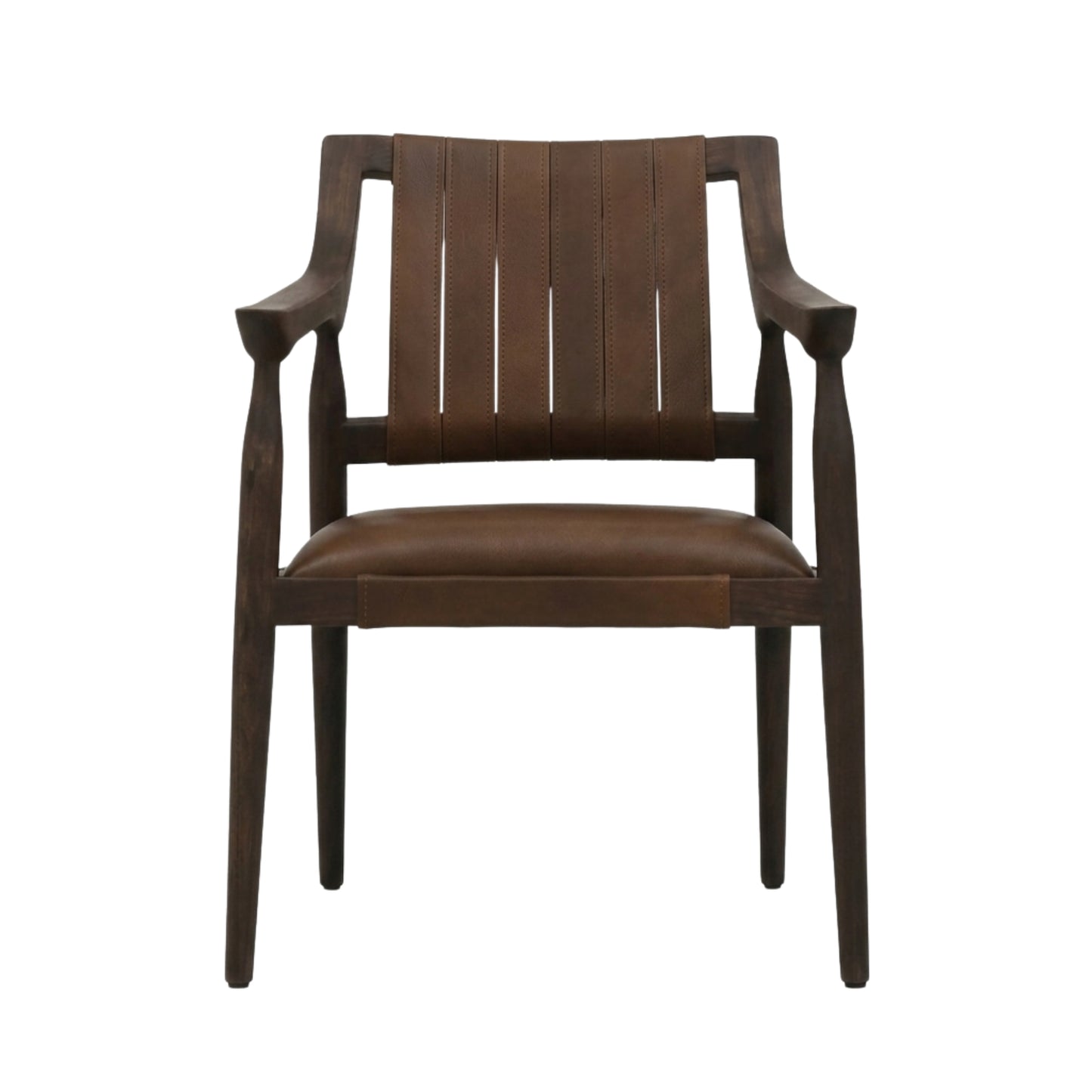 SILLA ANDALUZ - respaldo y asiento en piel genuina, base de madera de encino