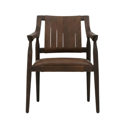 SILLA ANDALUZ - respaldo y asiento en piel genuina, base de madera de encino