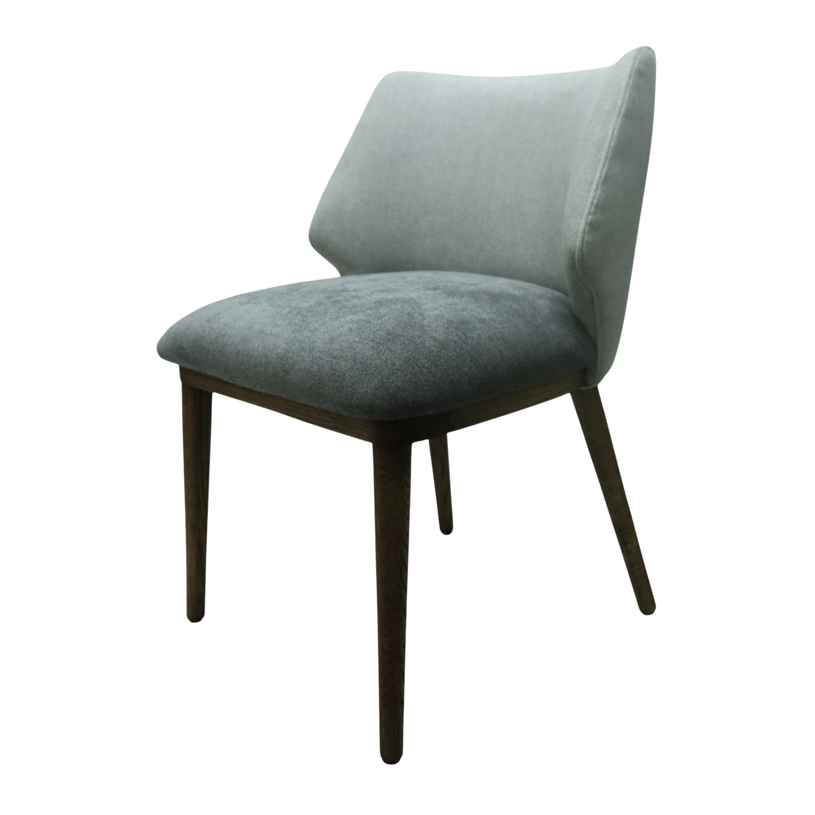 SILLA NEPAL - respaldo y asiento en textil color gris, con base de madera de encino
