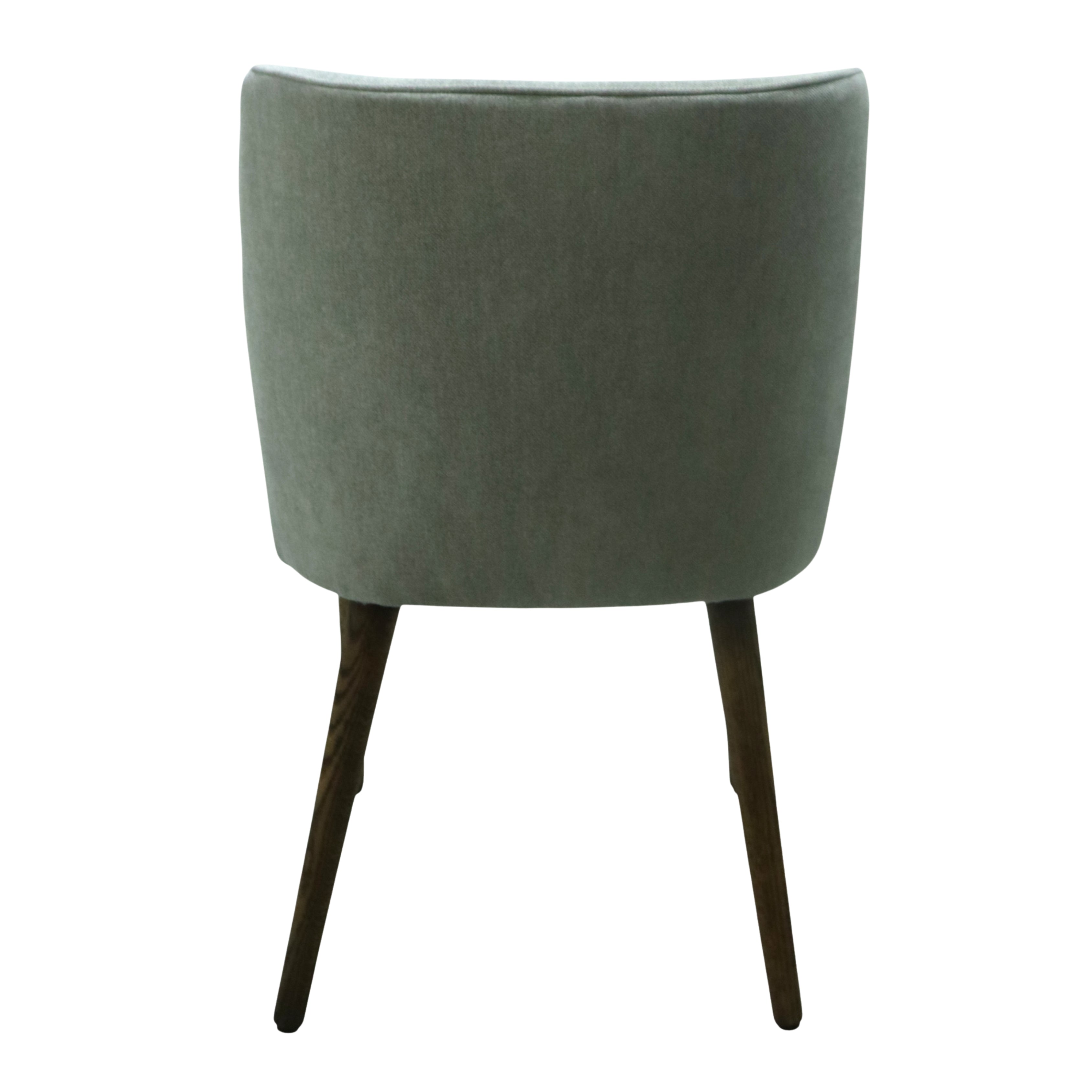 SILLA NEPAL - respaldo y asiento en textil color gris, con base de madera de encino