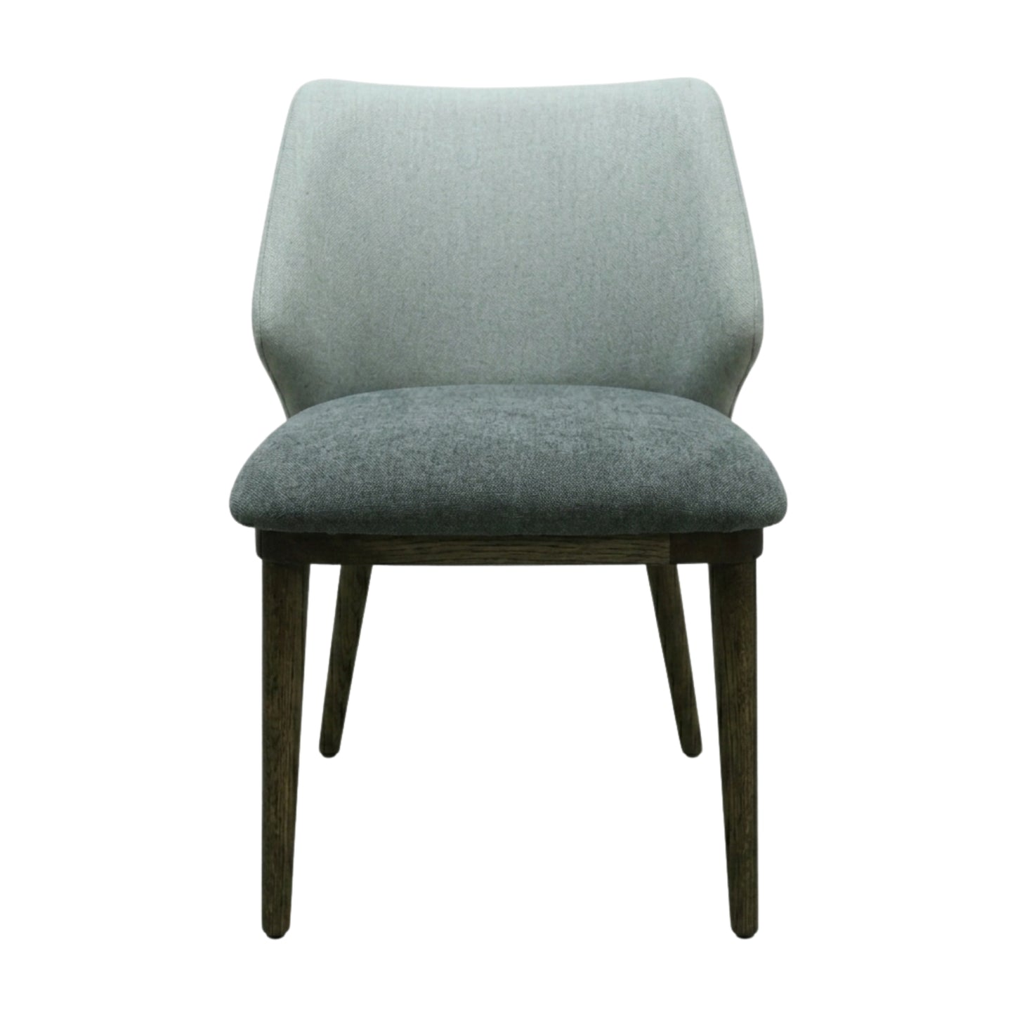 SILLA NEPAL - respaldo y asiento en textil color gris, con base de madera de encino