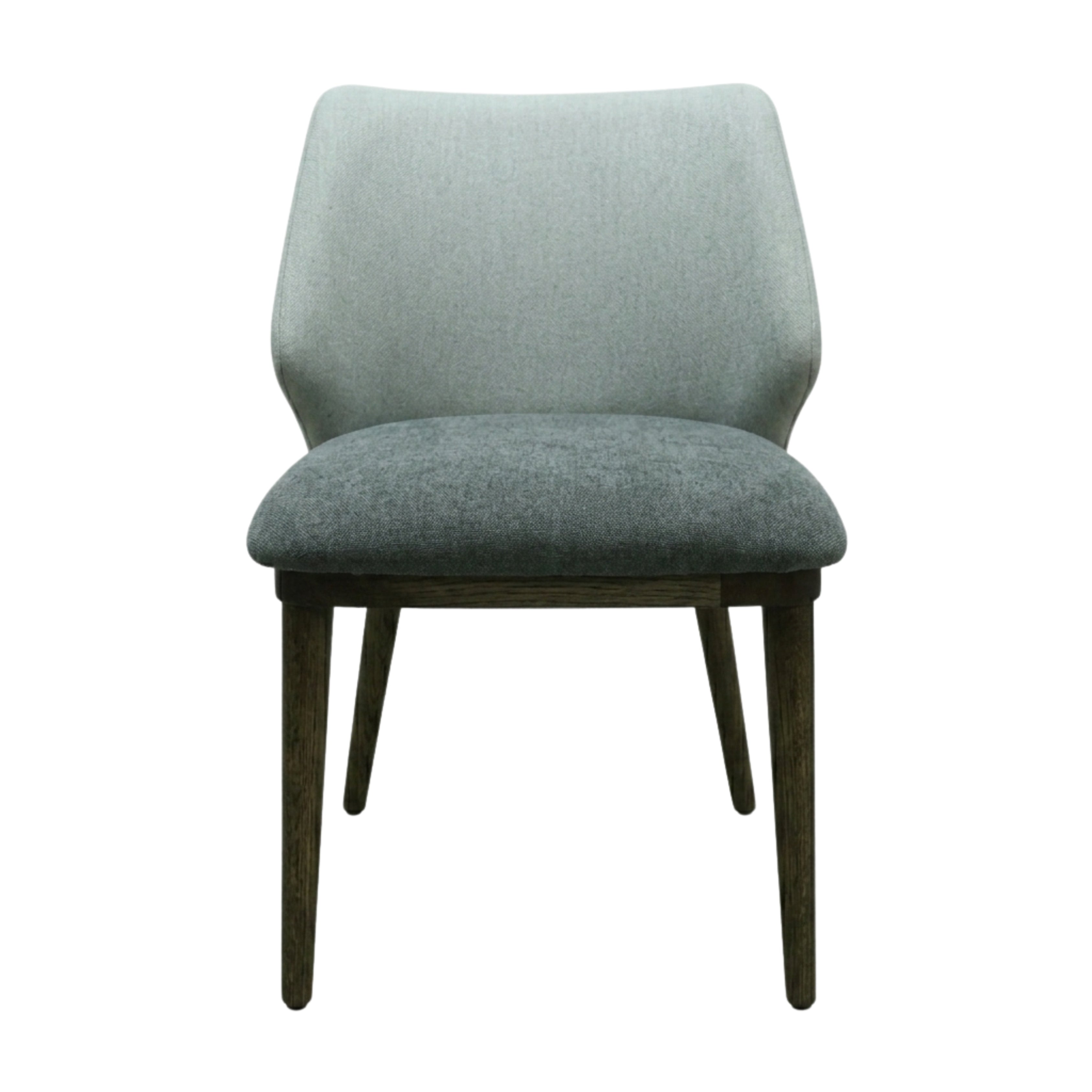SILLA NEPAL - respaldo y asiento en textil color gris, con base de madera de encino