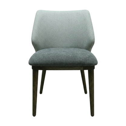 SILLA NEPAL - respaldo y asiento en textil color gris, con base de madera de encino