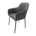 SILLA NOVA - respaldo y asiento en piel color gris, base de metal