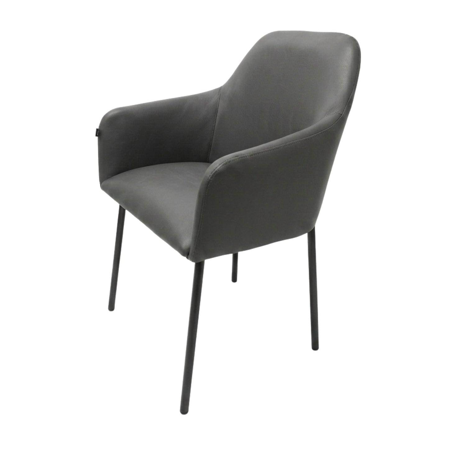SILLA NOVA - respaldo y asiento en piel color gris, base de metal