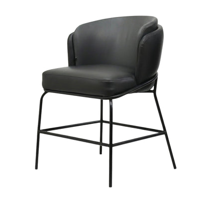 BANCO MEDIO MAGDALENA - respaldo y asiento en piel genuina, base de metal