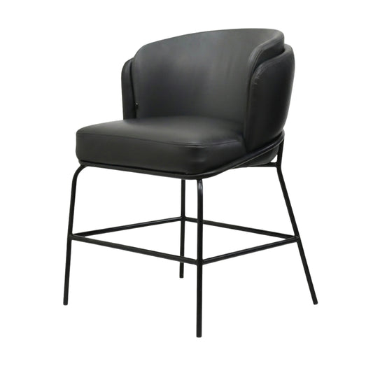 BANCO MEDIO MAGDALENA - respaldo y asiento en piel genuina, base de metal