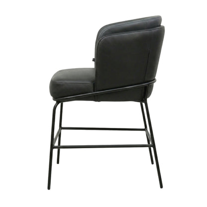 BANCO MEDIO MAGDALENA - respaldo y asiento en piel genuina, base de metal