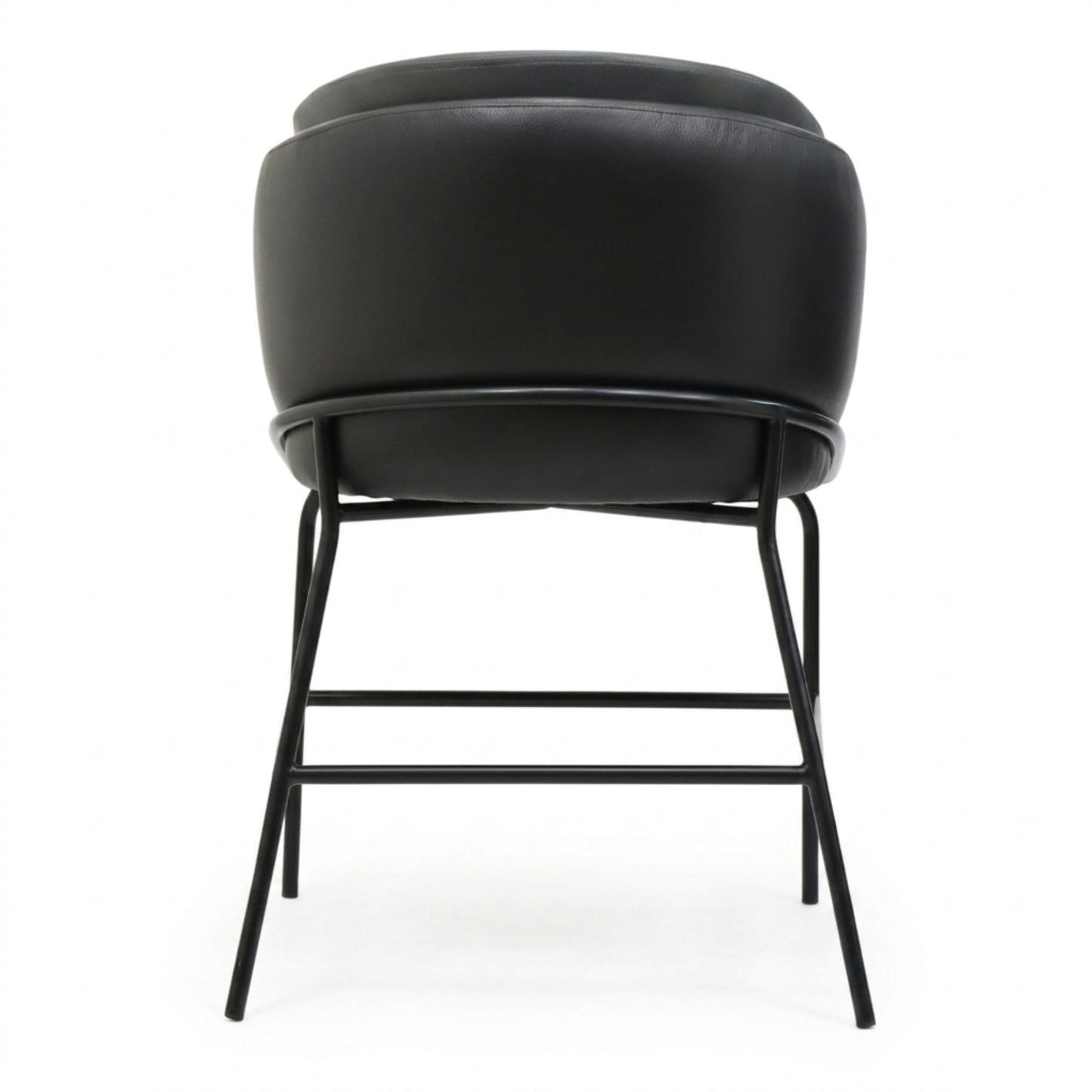 BANCO MEDIO MAGDALENA - respaldo y asiento en piel genuina, base de metal