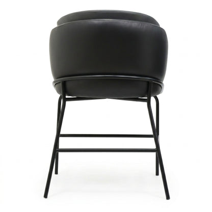 BANCO MEDIO MAGDALENA - respaldo y asiento en piel genuina, base de metal