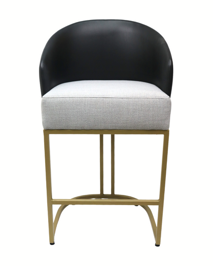 BANCO MEDIO DOLORES - respaldo en piel genuina, asiento en textil, base de metal