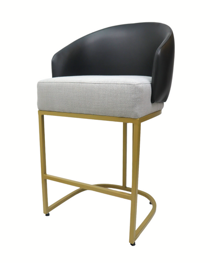 BANCO MEDIO DOLORES - respaldo en piel genuina, asiento en textil, base de metal