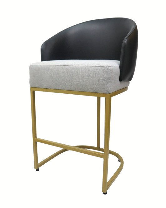 BANCO MEDIO DOLORES - respaldo en piel genuina, asiento en textil, base de metal