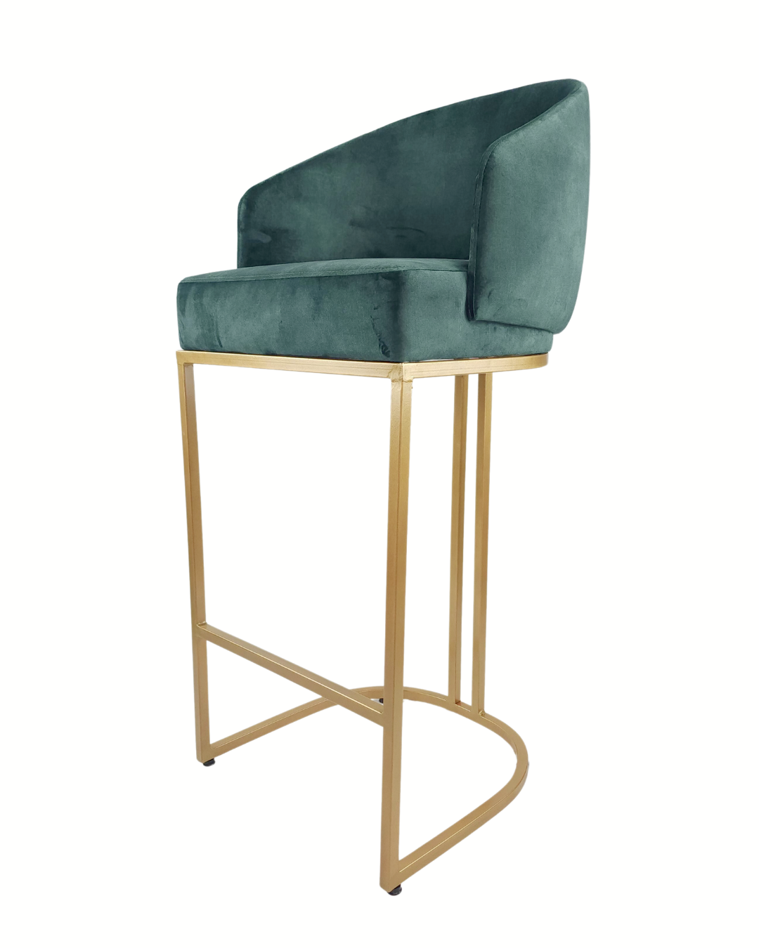 BANCO ALTO DOLORES - respaldo y asiento en textil gamuza, base de metal