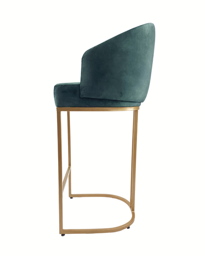 BANCO ALTO DOLORES - respaldo y asiento en textil gamuza, base de metal