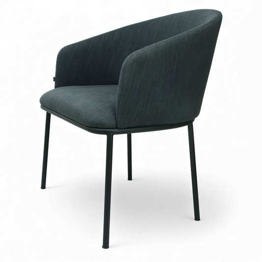 SILLA CANES - respaldo y asiento en textil color azul, base de metal