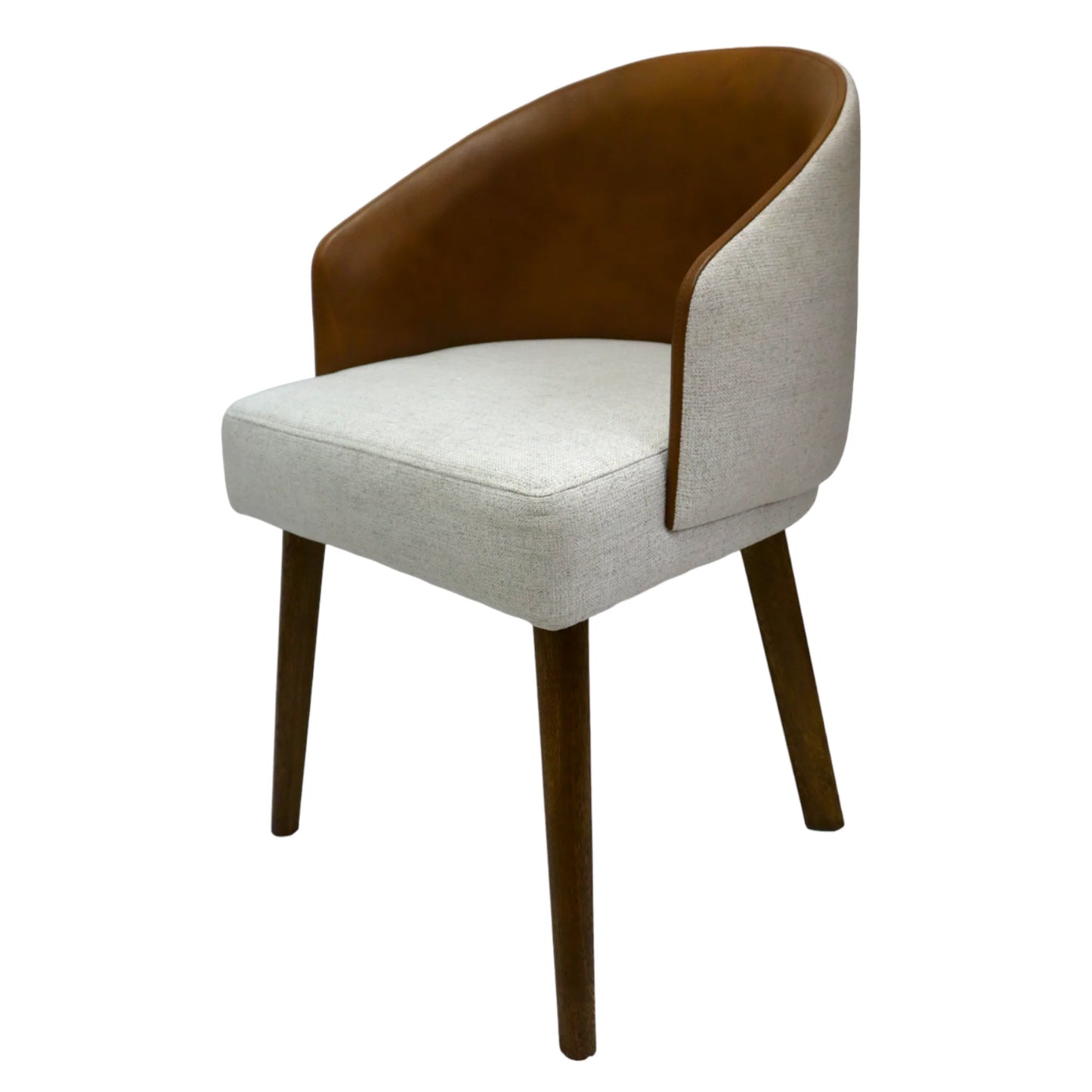 SILLA BERNAL - respaldo interior en piel genuina, asiento y respaldo exterior en textil, base de madera de encino