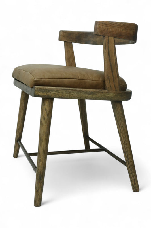 SILLA MERIDA - asiento piel genuina, estructura de madera de encino