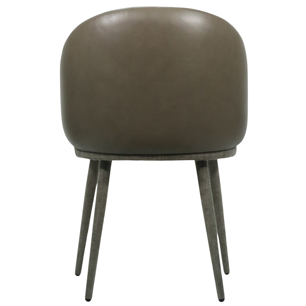 SILLA MILAN - respaldo exterior en piel genuina, asiento y respaldo interior en textil, patas de metal forradas en textil