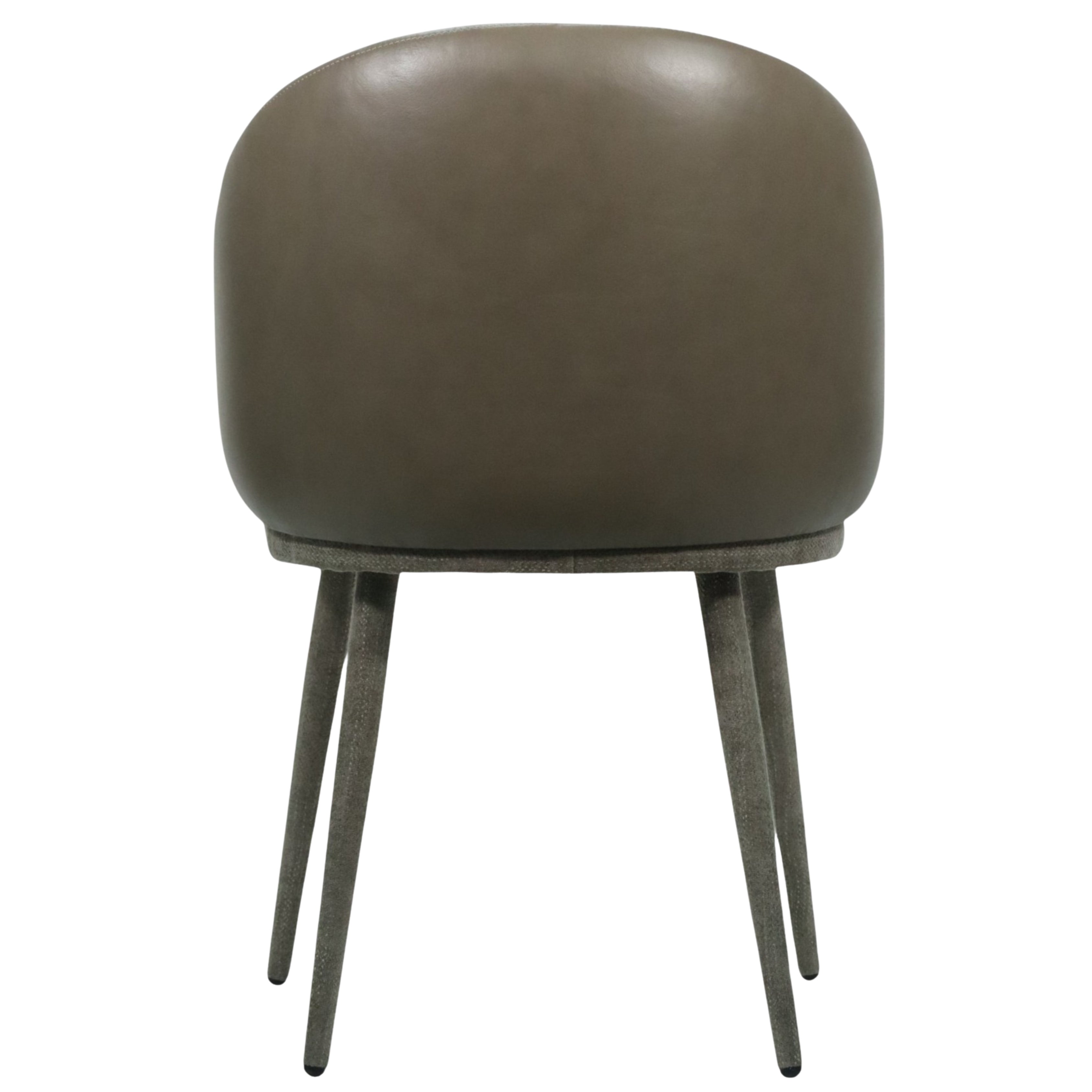 SILLA MILAN - respaldo exterior en piel genuina, asiento y respaldo interior en textil, patas de metal forradas en textil