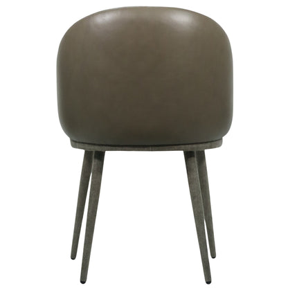 SILLA MILAN - respaldo exterior en piel genuina, asiento y respaldo interior en textil, patas de metal forradas en textil
