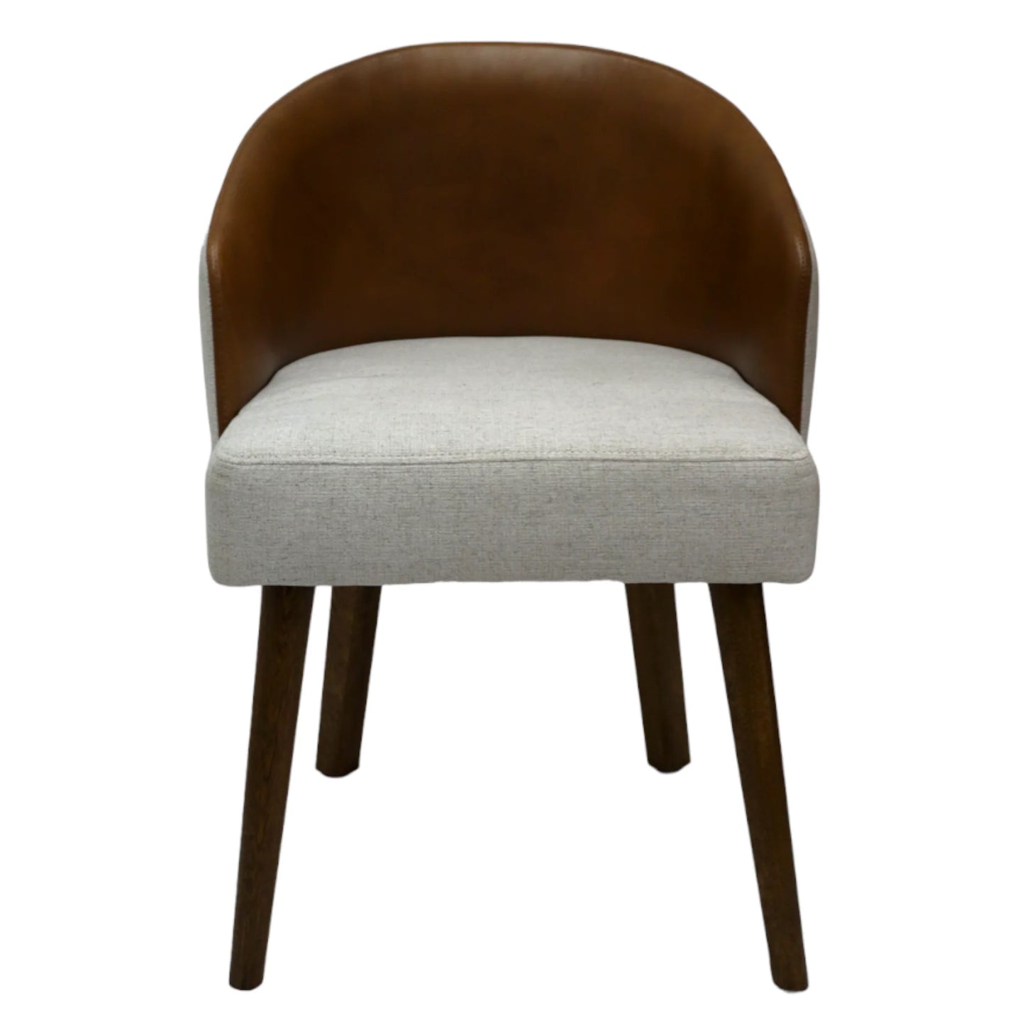 SILLA BERNAL - respaldo interior en piel genuina, asiento y respaldo exterior en textil, base de madera de encino