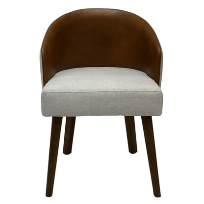 SILLA BERNAL - respaldo interior en piel genuina, asiento y respaldo exterior en textil, base de madera de encino