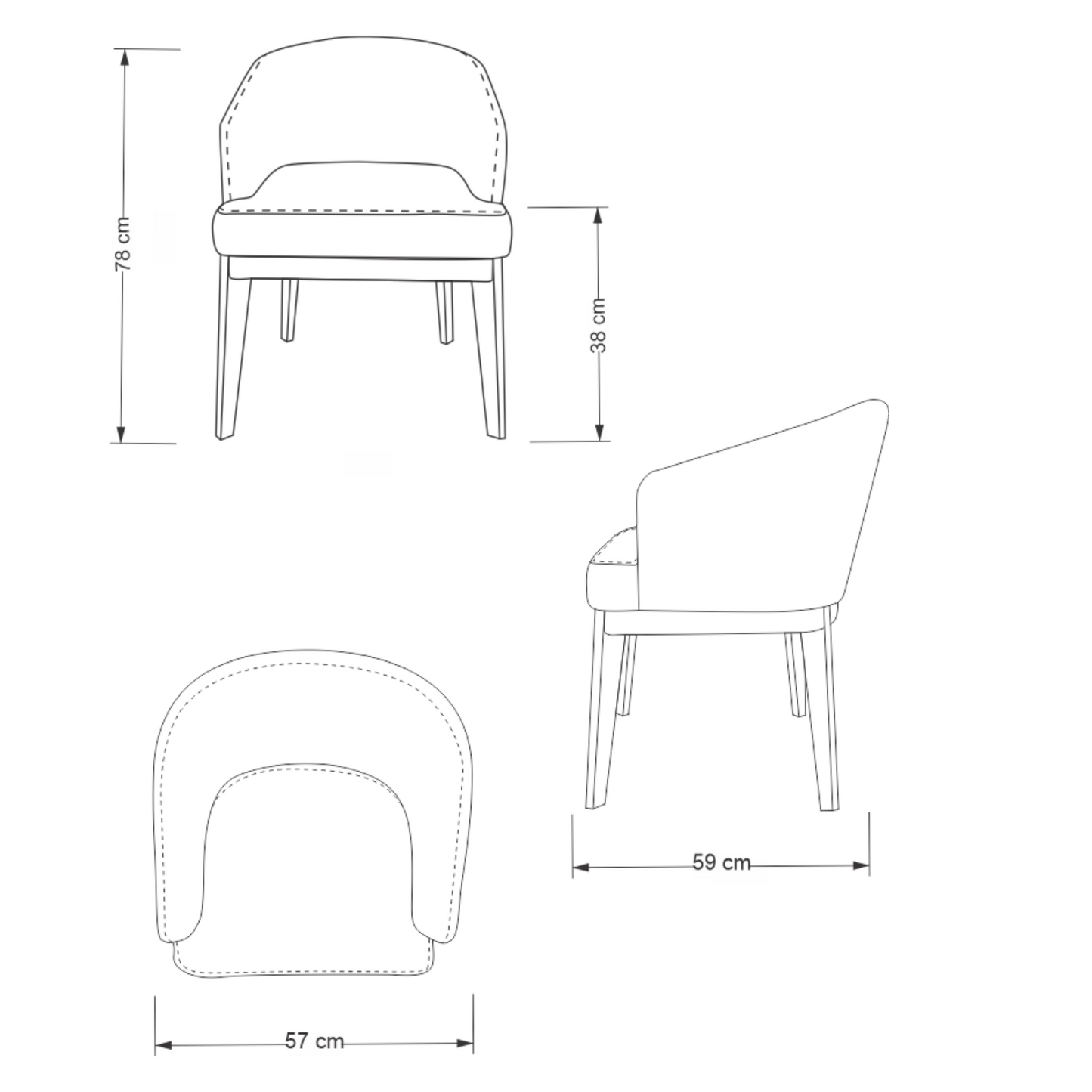 Silla Valencia asiento y respaldo Textil Verde