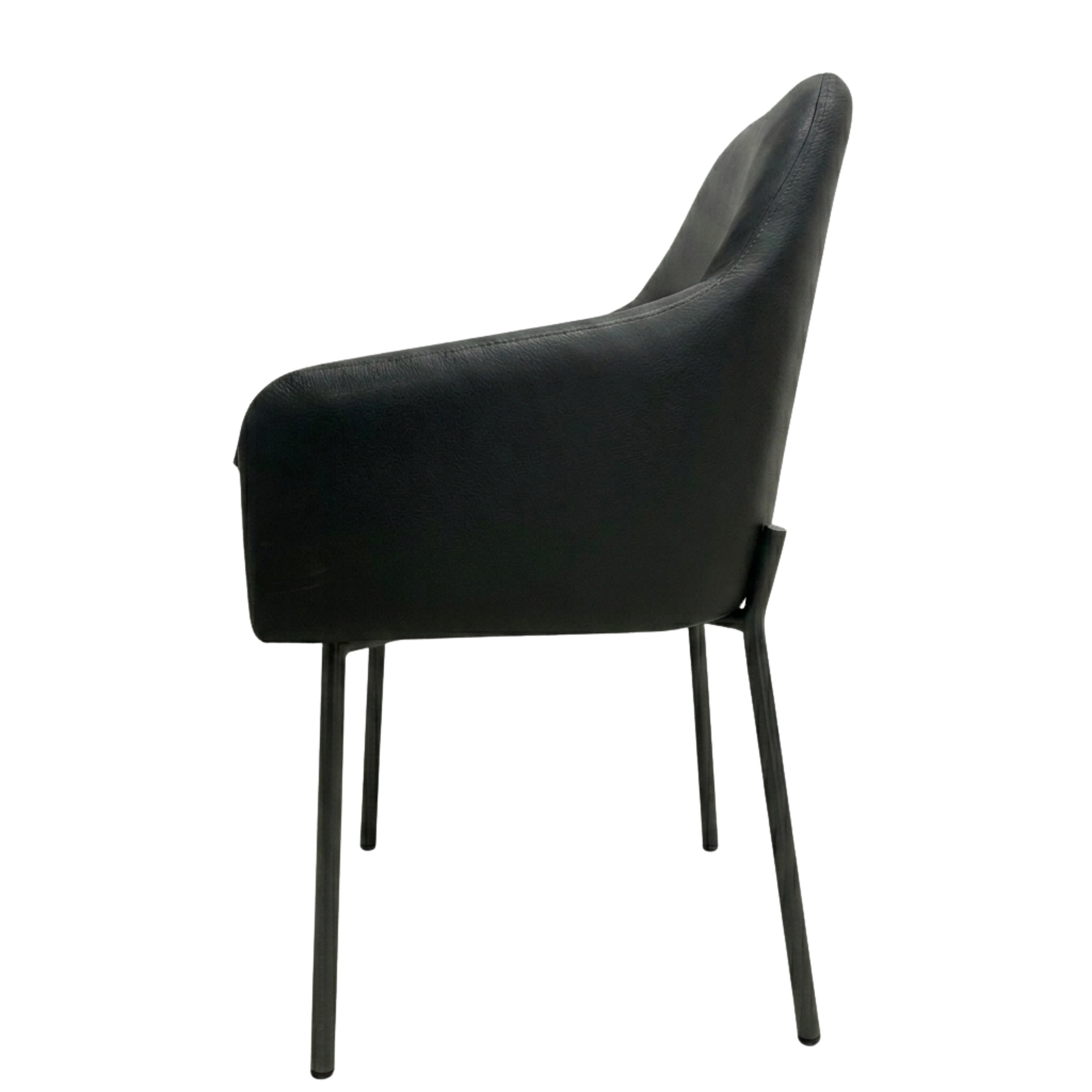 SILLA NOVA - respaldo y asiento en piel color gris, base de metal
