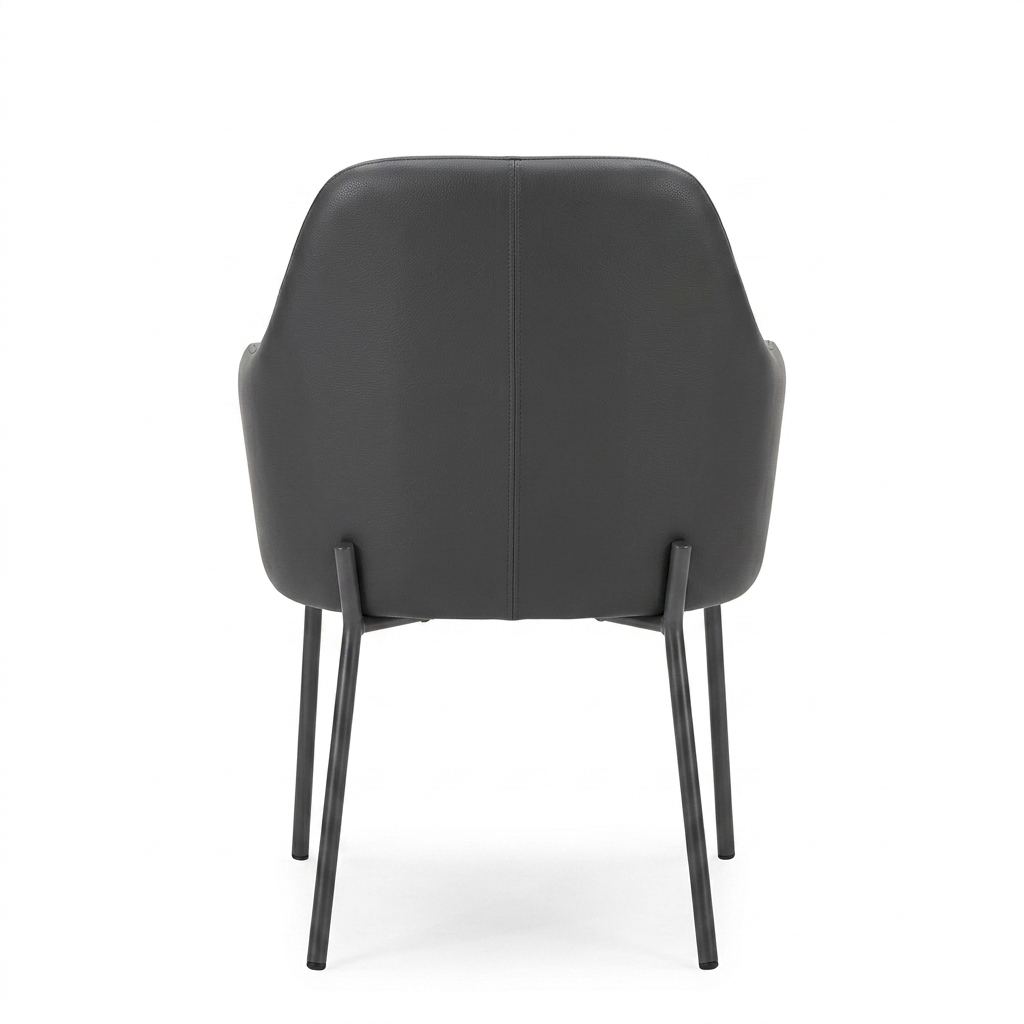 SILLA NOVA - respaldo y asiento en piel color gris, base de metal