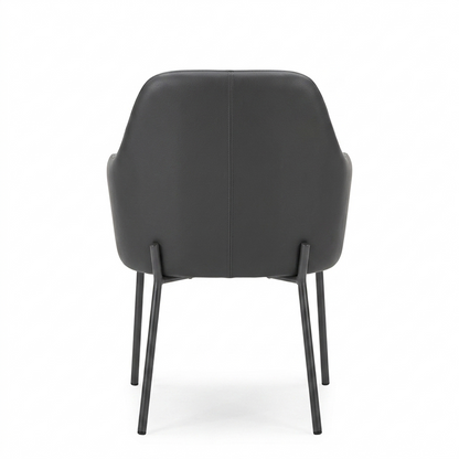 SILLA NOVA - respaldo y asiento en piel color gris, base de metal