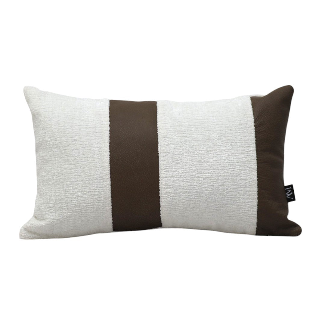 Cojín Celine Blanco / Cafe Textil y Piel Genuina