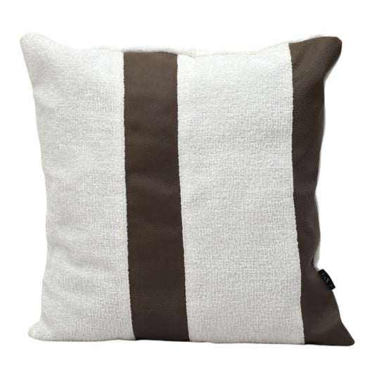 Cojín Celine Blanco / Cafe Textil y Piel Genuina