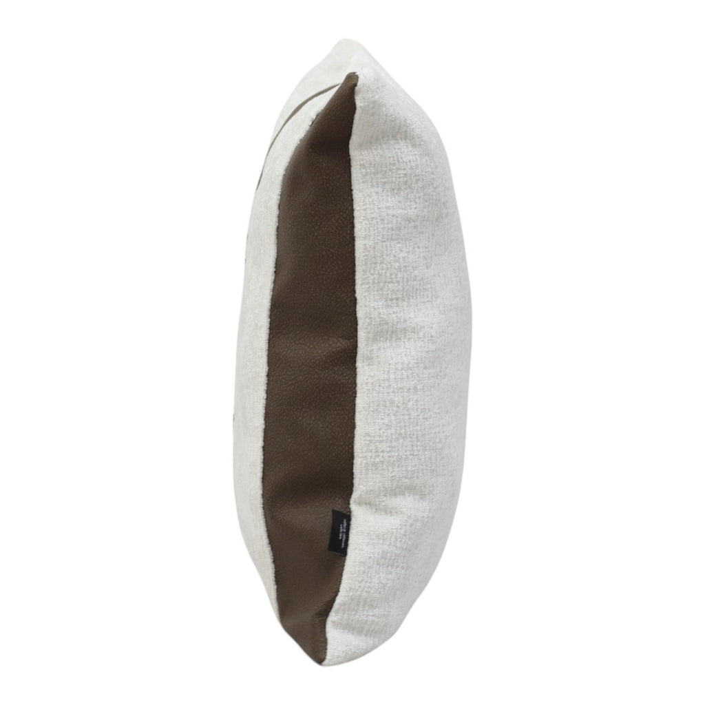 Cojín Celine Blanco / Cafe Textil y Piel Genuina