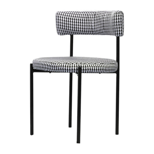 Silla Eleonor pata de Gallo| Asiento Textil y Respaldo Textil con Base Metálica Negra