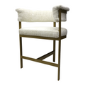 BANCO MEDIO GALEANA - respaldo y asiento en textil color blanco, base de metal